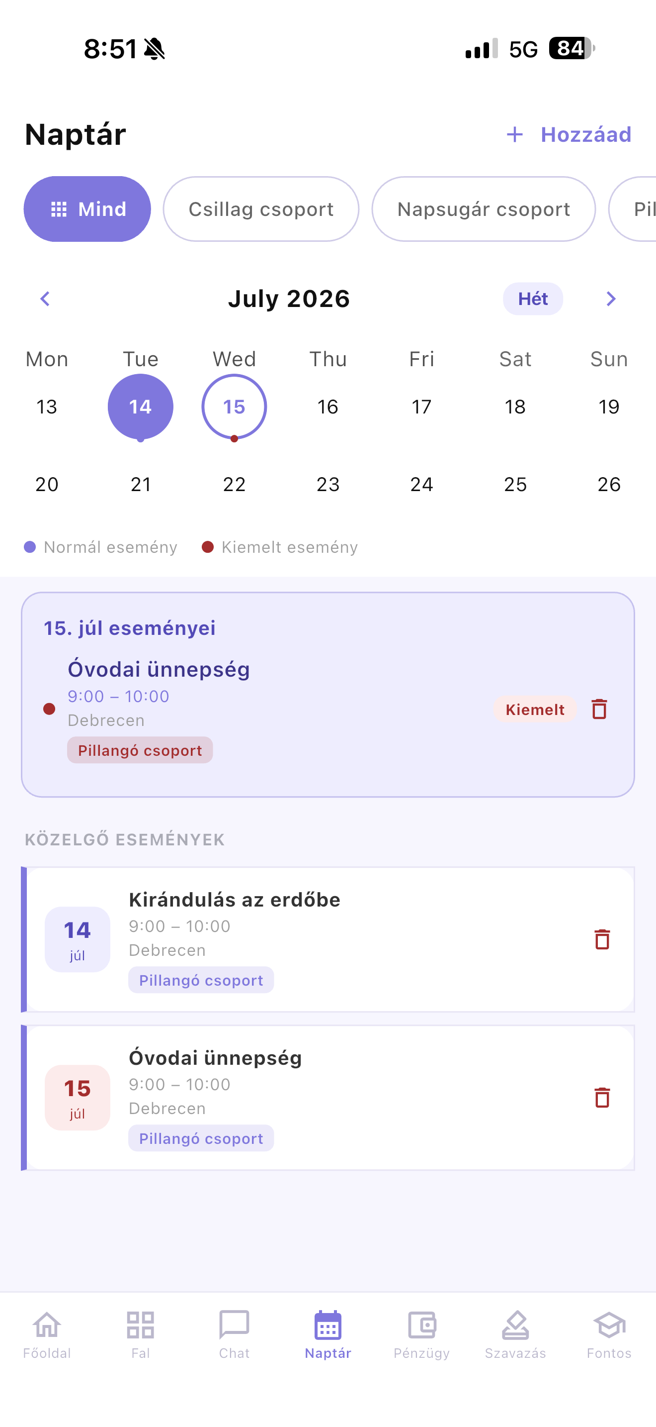 KaticApp naptár